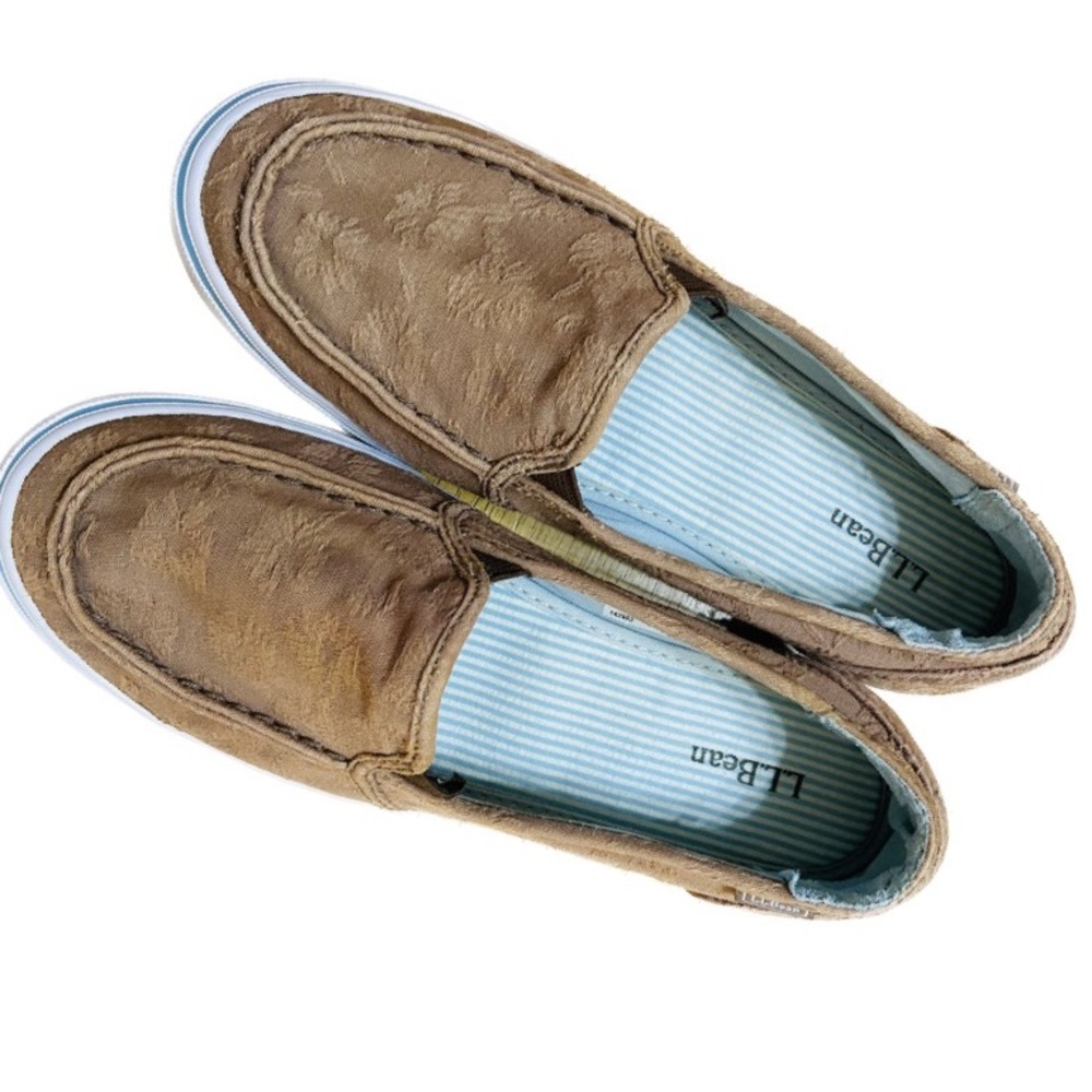L.L.BEAN Women’s Canvas Slip On Boat Shoes Brown Floral Size 6.5 M - Picture 3 of 8